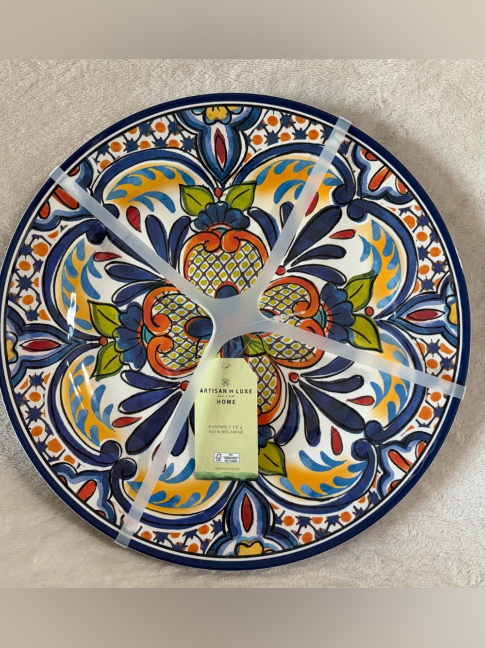 NWT Artisan De Luxe Spanish Medallion Melamine Salad Plates Set of 4